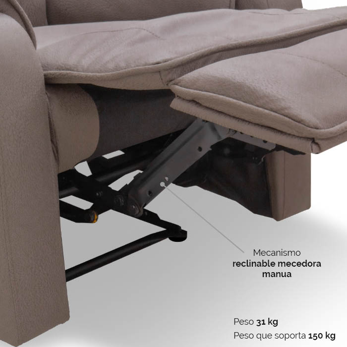 Sillon Reclinable Pu Taupe Peik | Reclinables | salas